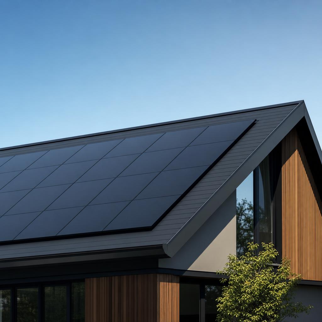 Moderne woning met geïntegreerde zonnepanelen
